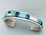 Native American 6.5 Inch Wrist Vintage Charles Bowie Inlay Turquoise Sterling Silver Bracelet-Nativo Arts