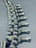 360 Gram Native American Navajo Green Turquoise Sterling Silver Squash Blossom Necklace-Nativo Arts