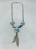 Outstanding Vintage Native American Navajo Morenci Turquoise Sterling Silver Necklace-Nativo Arts