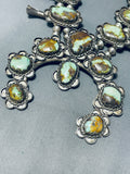 300 Gram Vintage Native American Navajo Green Turquoise Sterling Silver Squash Blossom Necklace-Nativo Arts