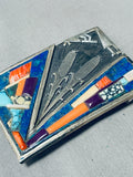 One Of The Best Vintage Native American Navajo Turquoise Inlay Sterling Silver Buckle-Nativo Arts