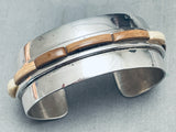 Very Unique Vintage Southwest Sterling Silver Inlay Wood Bracelet-Nativo Arts