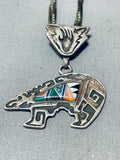 Gasp! Vintage Native American Navajo Turquoise Inlay Sterling Silver Necklace-Nativo Arts