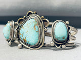 Captivating Vintage Native American Navajo Pilot Mountain Turquoise Sterling Silver Bracelet-Nativo Arts