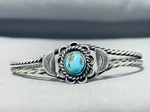 Elegant Vintage Native American Navajo Morenci Turquoise Sterling Silver Bracelet-Nativo Arts