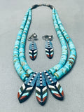 Native American Most Unique Vintage Santo Domingo Turquoise Lapis Inlay Sterling Silver Necklace-Nativo Arts
