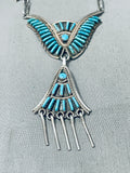 Sam Sperica Impressive Native American Navajo Needlepoint Turquoise Sterling Silver Necklace