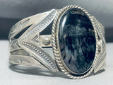 Midnight Mysterious Vintage Native American Navajo Petrified Wood Sterling Silver Bracelet-Nativo Arts
