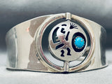 Two Sided Rotating Vintage Native American Navajo Turquoise Inlay Sterling Silver Bracelet-Nativo Arts