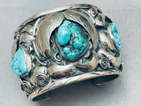Heavy 134 Grams Vintage Navajo Turquoise Sterling Silver Bracelet Cuff Old-Nativo Arts