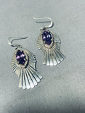 Luminous Vintage Native American Navajo Sterling Silver Amethyst Pendant Earrings-Nativo Arts