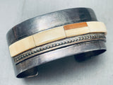 6 Inch Wrist Vintage Native American Navajo **special Stone** Inlay Sterling Silver Bracelet-Nativo Arts