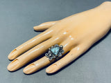 Wondrous Vintage Native American Hopi Spiderweb Turquoise Sterling Silver Ring-Nativo Arts