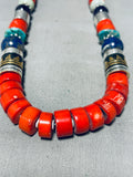 Rose Singer Native American Navajo Turquoise Coral Tiger Eye Lapis Sterling Silver Necklace-Nativo Arts