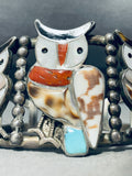 One Of The Best Vintage Native American Zuni Owl Inlay Sterling Silver Bracelet-Nativo Arts