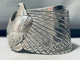 Tim James 100 Gram Eagle Vintage Native American Navajo Sterling Silver Heavy Bracelet-Nativo Arts