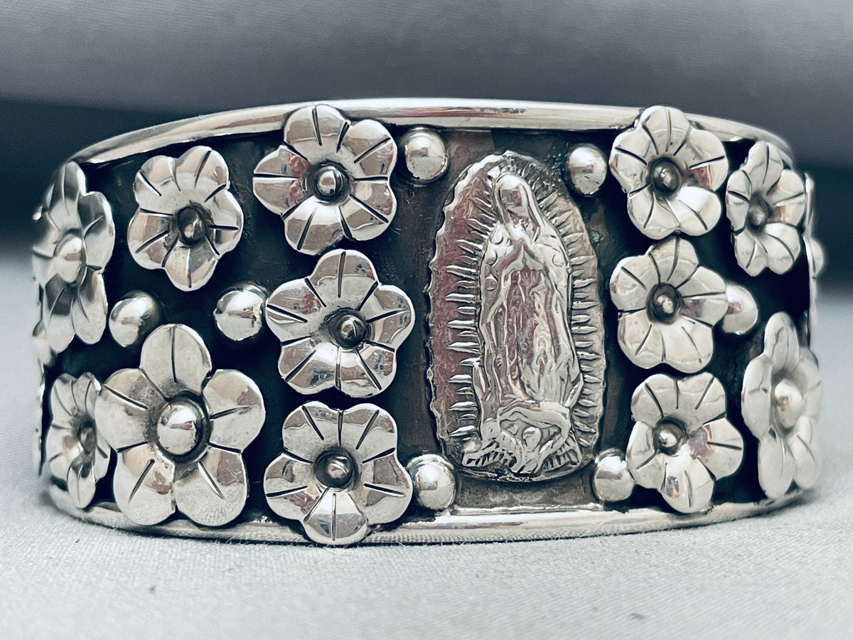 Lady Of Guadalupe Detailed Southwest Sterling Silver Bracelet Cuff ...