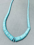 Graduating Turquoise Disc Vintage Native American Navajo Sterling Silver Necklace