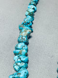 Native American Amazing Vintage Santo Domingo Kingman Turquoise Sterling Silver Necklace-Nativo Arts
