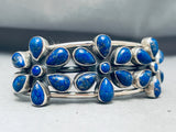 Splendid Vintage Native American Navajo Lapis Florals Sterling Silver Bracelet-Nativo Arts