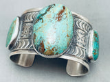 117 Grams Heavy Native American Navajo Green Turquoise Sterling Silver Bracelet-Nativo Arts