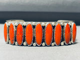 Important Long Coral Native American Navajo Sterling Silver Bracelet Cuff-Nativo Arts