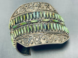 The Most Unique Ever Vintage Native American Navajo Green Turquoise Sterling Silver Bracelet-Nativo Arts