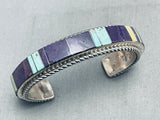 6.5 Inch Wrist Native American Navajo Turquoise Sugulite Sterling Silver Bracelet-Nativo Arts