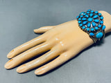 Stunner!! Vintage Native American Navajo Turquoise Cluster Sterling Silver Bracelet-Nativo Arts