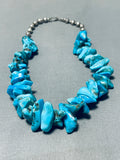 Incomparable Vintage Native American Navajo Old Kingman Turquoise Sterling Silver Necklace-Nativo Arts