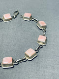 Elegant Vintage Native American Navajo Pink Shell Sterling Silver Bracelet-Nativo Arts