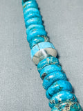 Inlay Ball Very Rare Vintage Native American Navajo Turquoise Sterling Silver Necklace-Nativo Arts