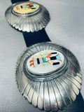 One Of The Finest Vintage Native American Zuni Turquoise Inlay Sterling Silver Concho Belt-Nativo Arts