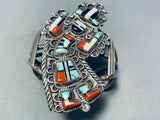 One Of The Best Vintage Zuni Rainbow Man Inlay Sterling Silver Bracelet-Nativo Arts