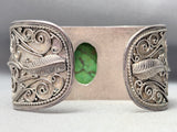 Detailed Vintage Southwest Gaspeite Sterling Silver Leaf Bracelet-Nativo Arts