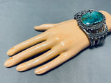 Boyd Astem Vintage Native American Navajo Domed Turquoise Sterling Silver Bracelet-Nativo Arts