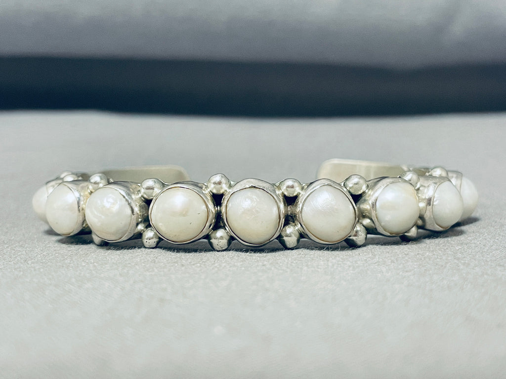 Outstanding Vintage Native American Navajo Pearl Sterling Silver
