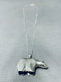 Whimsical Vintage Native American Navajo Sterling Silver Brownbear Necklace-Nativo Arts