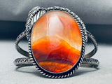 Montana Agate Rare Vintage Native American Navajo Sterling Silver Bracelet Old-Nativo Arts