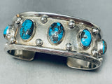 Authentic Early Deposit Bisbee Turquoise Vintage Native American Navajo Sterling Silver Bracelet-Nativo Arts