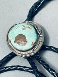 INCREDIBLE VINTAGE NAVAJO ROYSTON TURQUOISE STERLING SILVER BOLO TIE