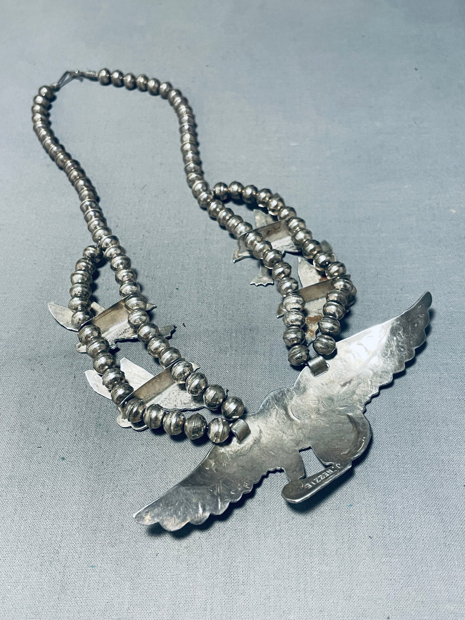 Nezzie Vintage Native American Navajo Eagle Turquoise Inlay