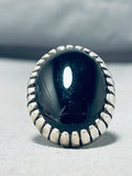 Superior Vintage Native American Navajo Black Onyx Sterling Silver Colossal Ring-Nativo Arts