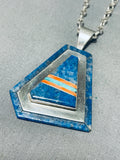 Fascinating Native American Navajo Denim Lapis Sterling Silver Necklace Signed-Nativo Arts