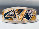 Best 6.5 Inch Wrist Vintage Native American Navajo Tan Agate Inlay Sterling Silver Bracelet-Nativo Arts
