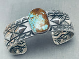 Rare Internal Silver Works Native American Navajo #8 Turquoise Sterling Silver Bracelet-Nativo Arts