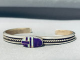 Hypnotic Vintage Cochiti Signed Inlay Sugulite Opal Sterling Silver Bracelet-Nativo Arts