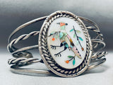 One Of The Best Inlay Vintage Native American Zuni Bird Sterling Silver Bracelet Cuff-Nativo Arts