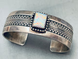 Amazing Vintage Native American Navajo Opal Sterling Silver Stamped Bracelet Cuff-Nativo Arts
