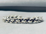 Magnificent Native American Navajo Sterling Silver Heavy Chain Bracelet-Nativo Arts